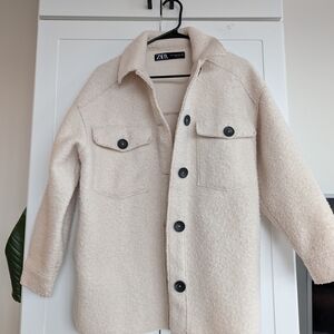 Zara Cream Textured Jacket